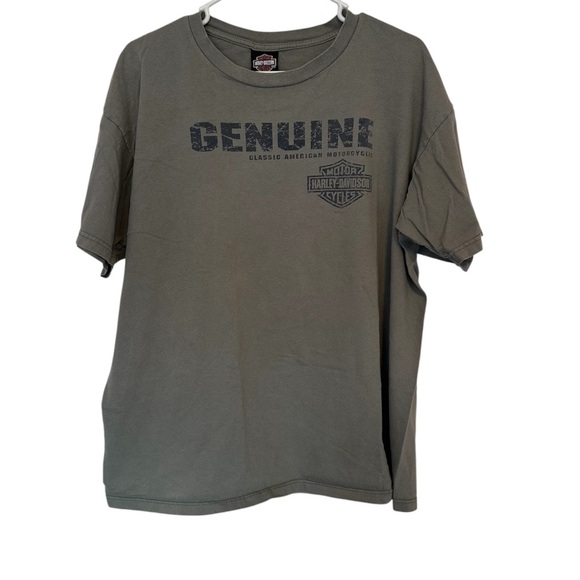 Harley-Davidson Vintage 2002 Men’s T-Shirt Size 2X Olive Green Logo Made In USA - Picture 1 of 8